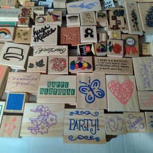 Lot of vtg 75+ wood stamps
